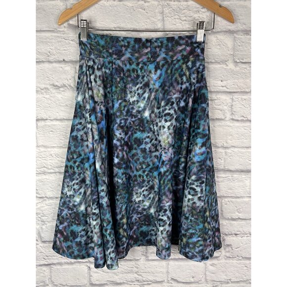 ELHOFFER ESSENTIALS Women's Blue Brush Stroke A-Line Stretch Skirt Small - Picture 5 of 5